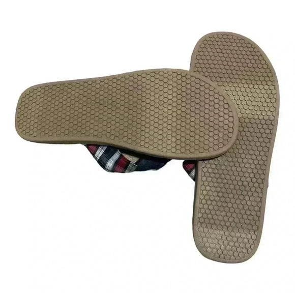 Club Room Mens RILEY Red/Blue Plaid Flip Flop Sandals, Size 12 - Picture 4 of 6